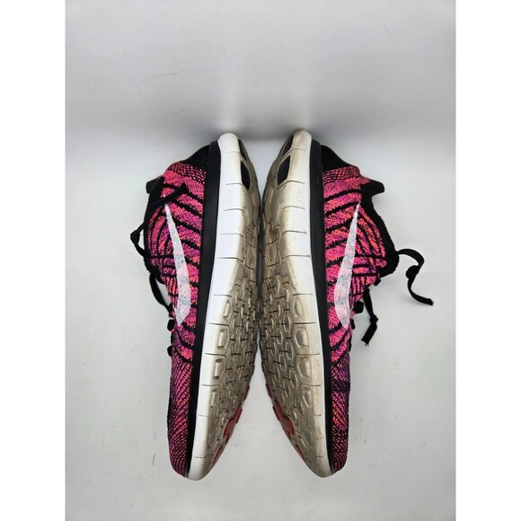 Nike Free 4.0 Flyknit Shoes Women's 7.5 Pink Black Running Athletic Gym Sneakers - Picture 6 of 7